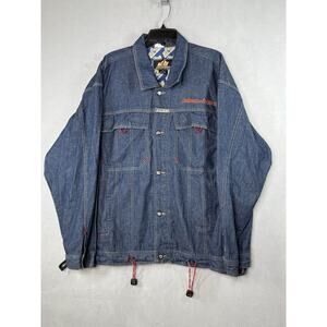 Y2K Vintage Johnny Blaze Dark Blue Denim Trucker Jacket Men's Size XL
